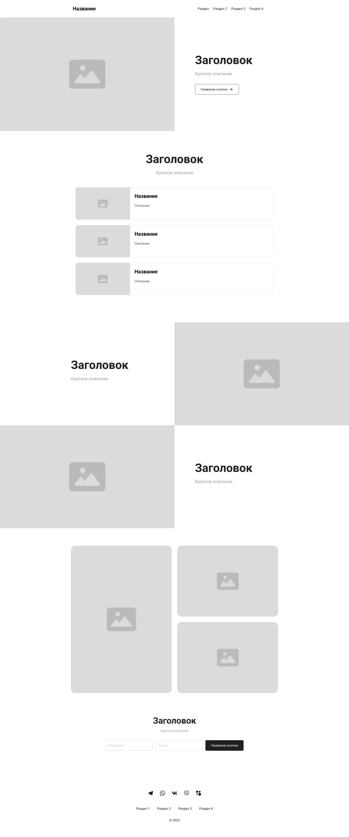 Структура страницы-визитки для вашей компании