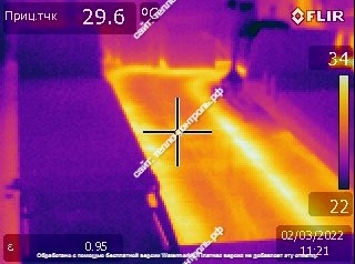 термограмма трассы теплого пола автосервиса