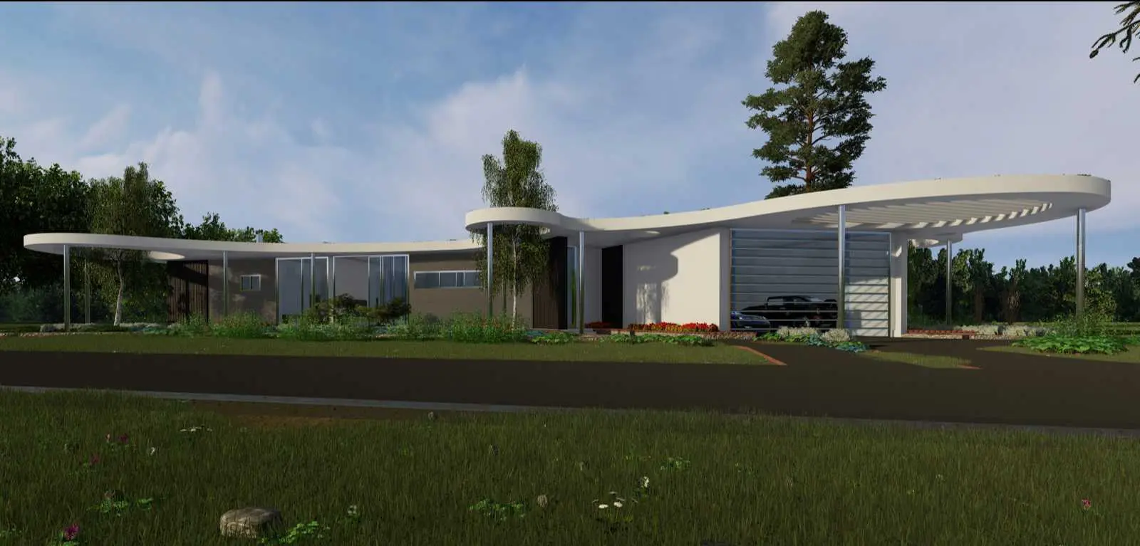 Проект одноэтажного дома с плоской кровлей