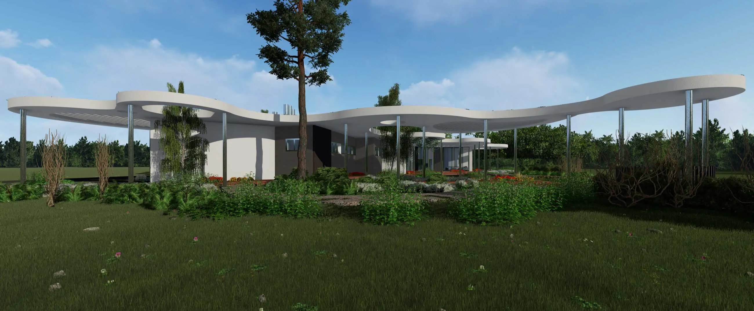 Проект одноэтажного дома с плоской кровлей