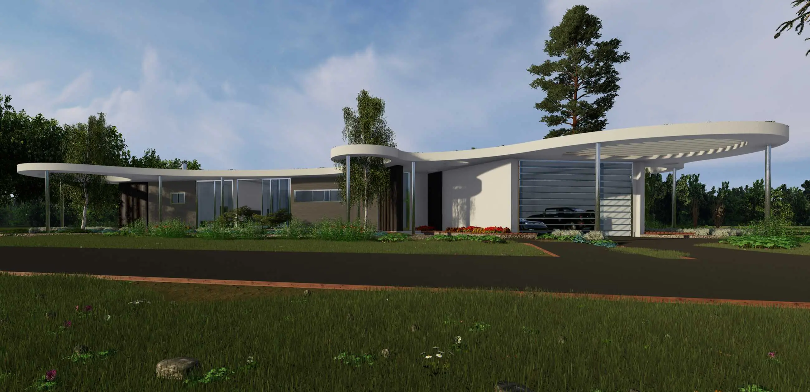 Проект одноэтажного дома с плоской кровлей