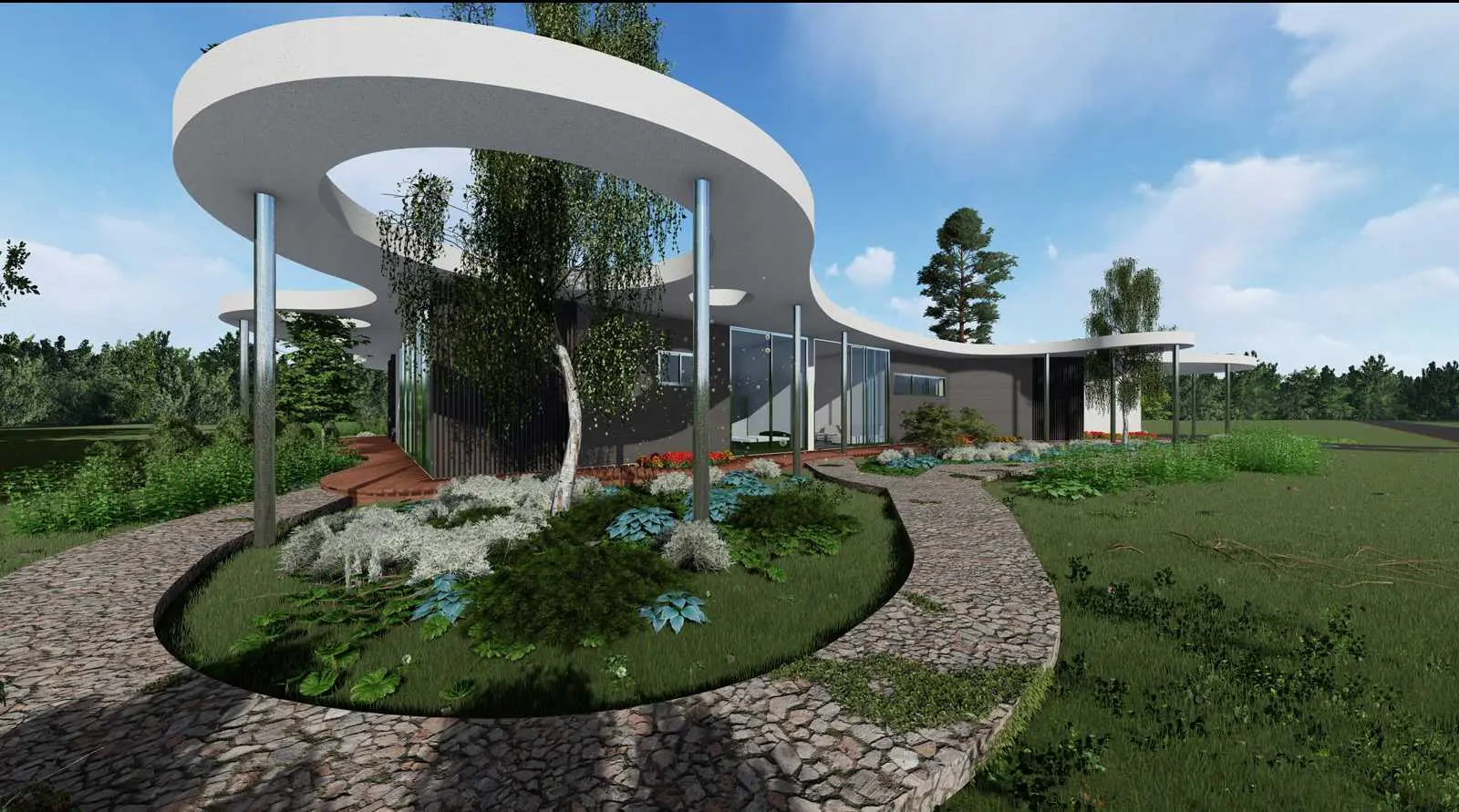 Проект одноэтажного дома с плоской кровлей