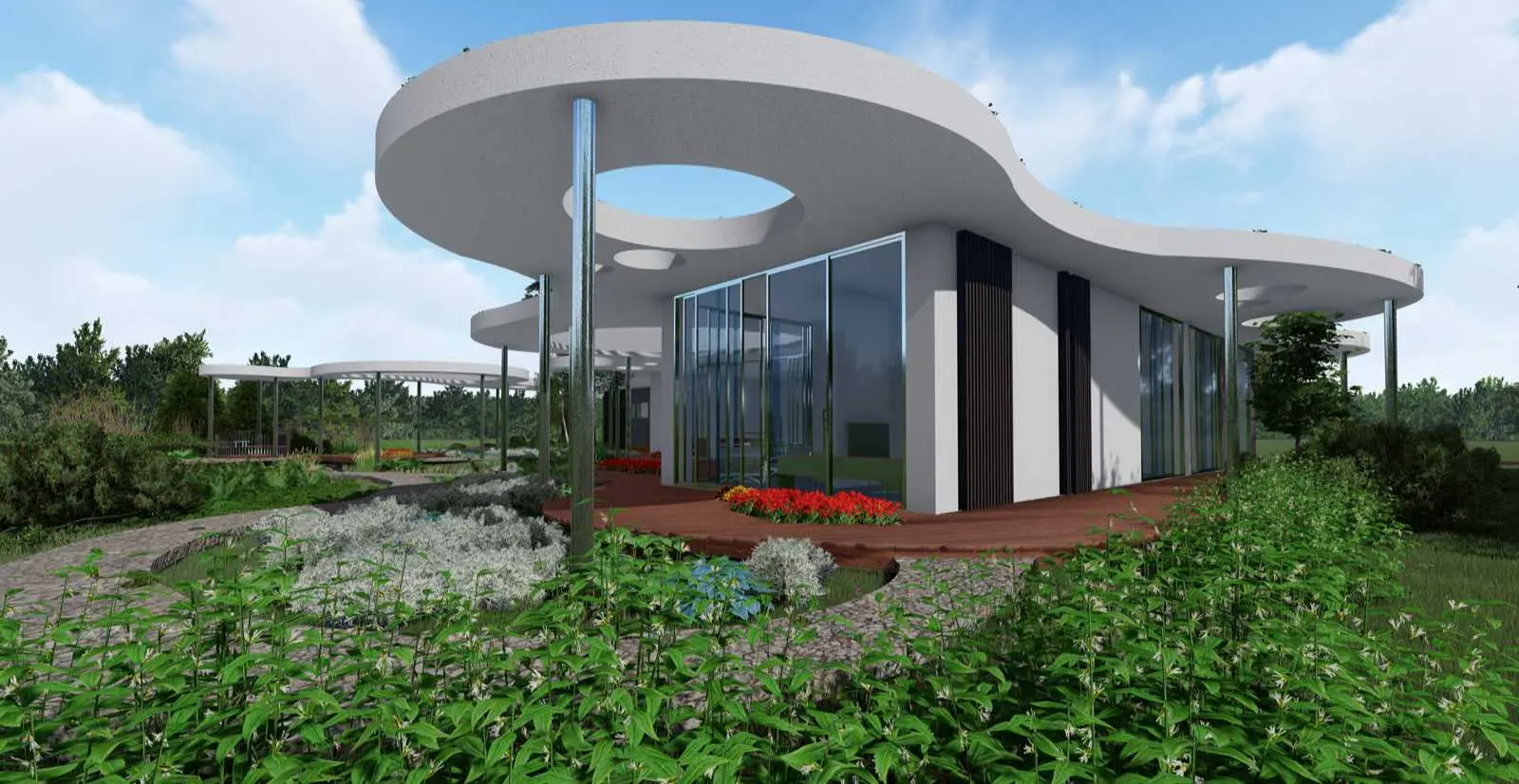 Проект одноэтажного дома с плоской кровлей