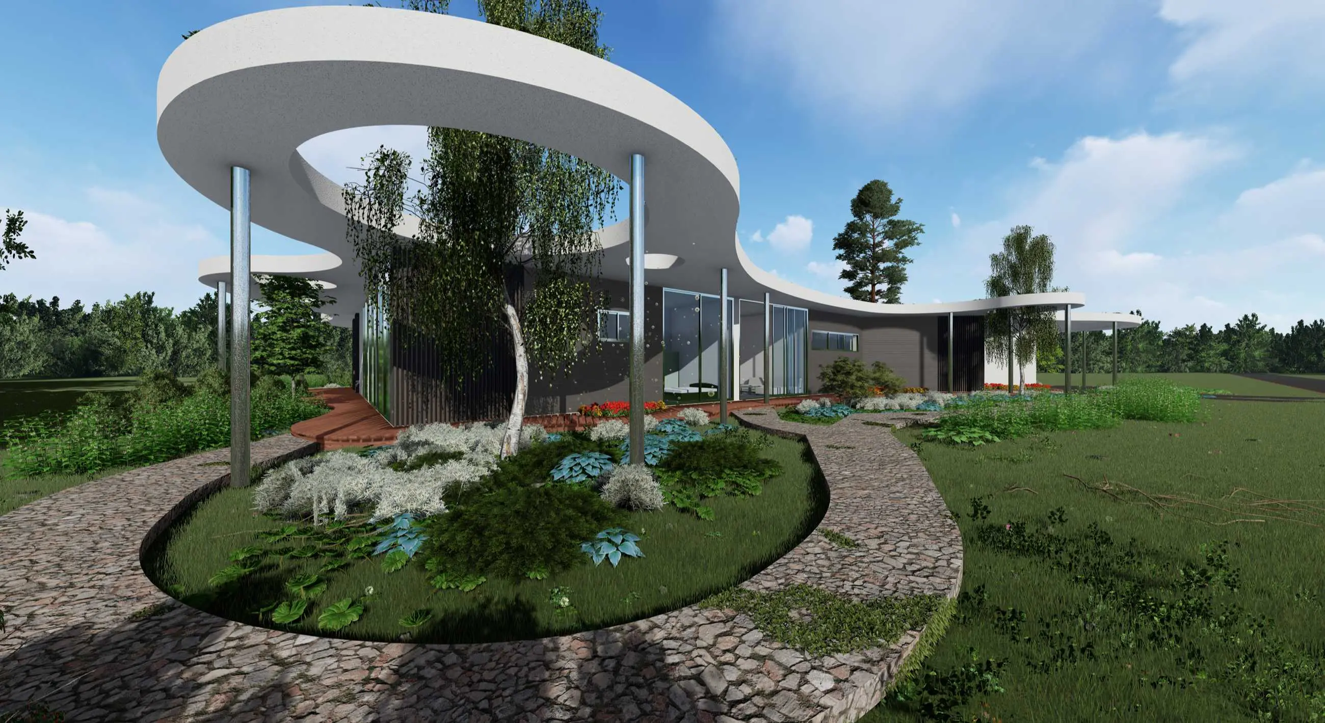 Проект одноэтажного дома с плоской кровлей