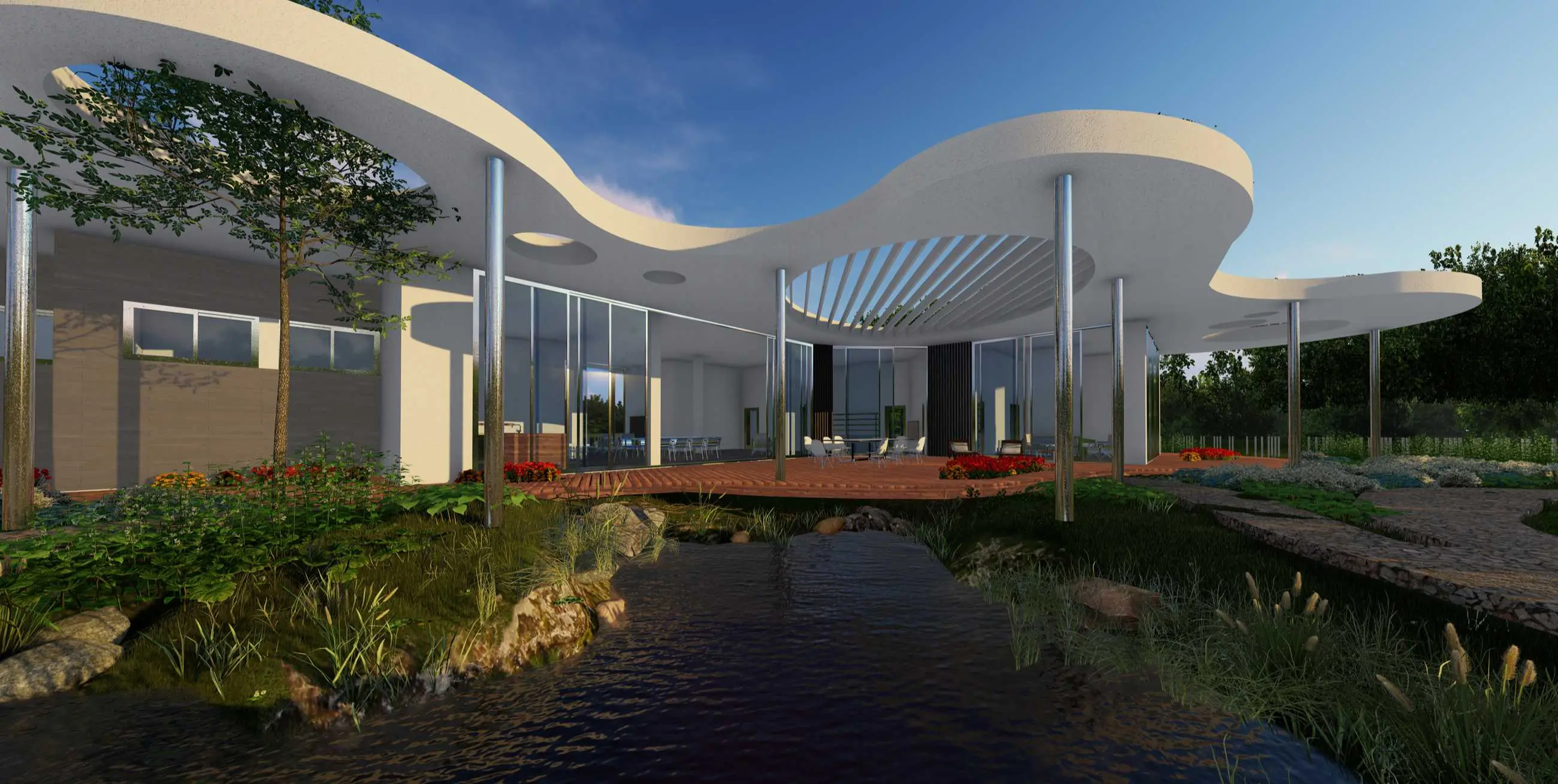 Проект одноэтажного дома с плоской кровлей