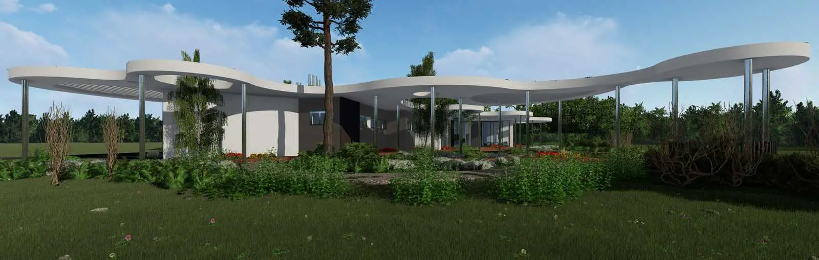 Проект одноэтажного дома с плоской кровлей