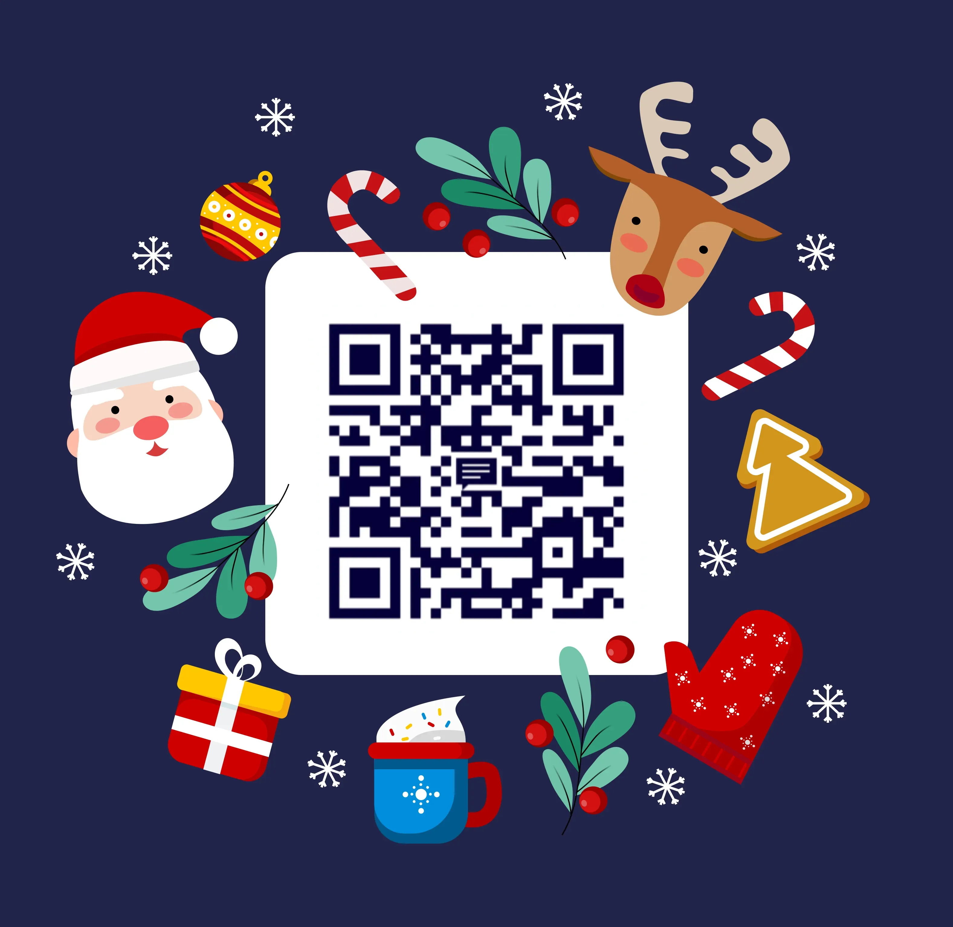 Новогодний qr-код для сбора отзывов с дед Морозом