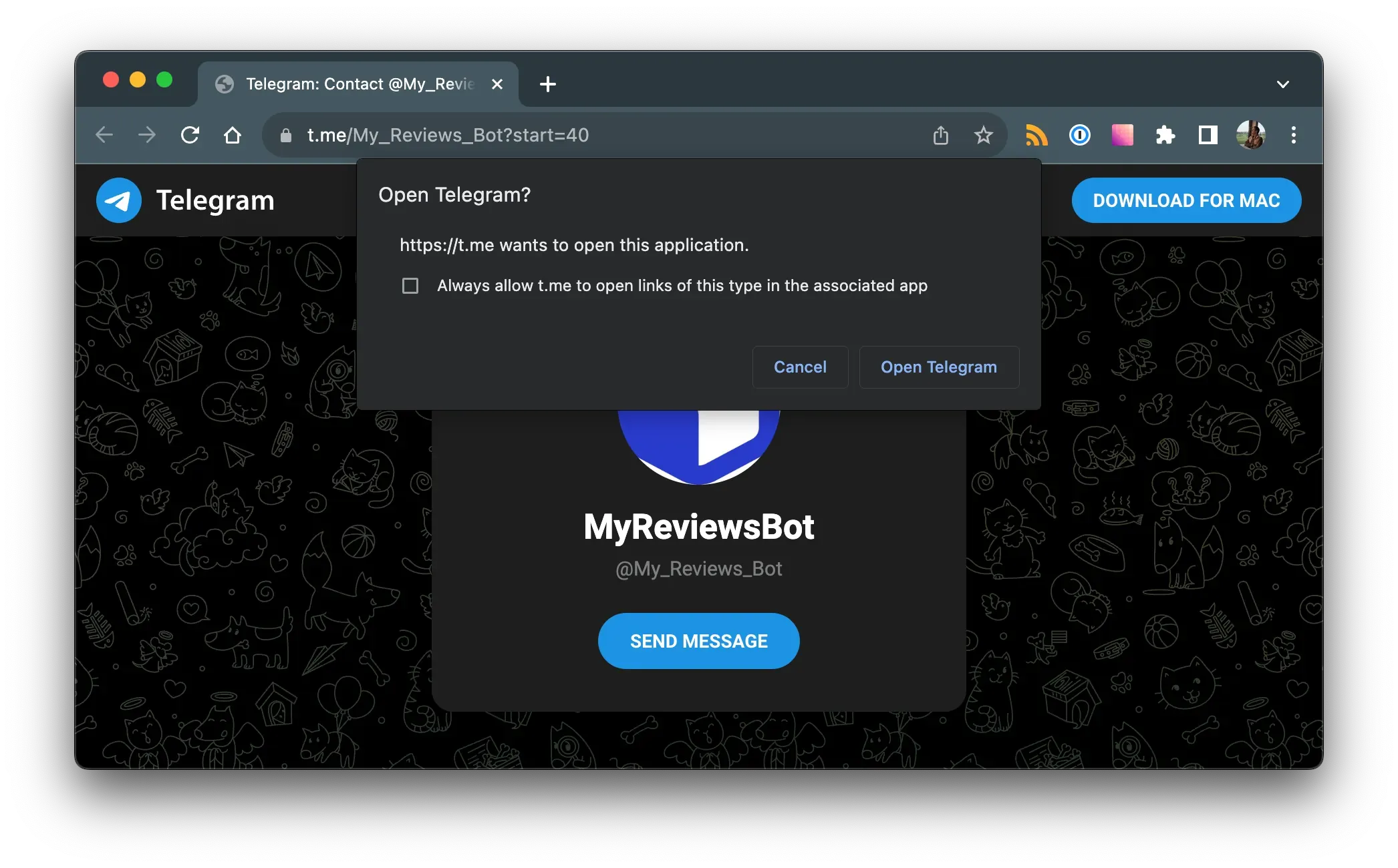 Подключение Telegram-бота с оповещениями по отзывам 