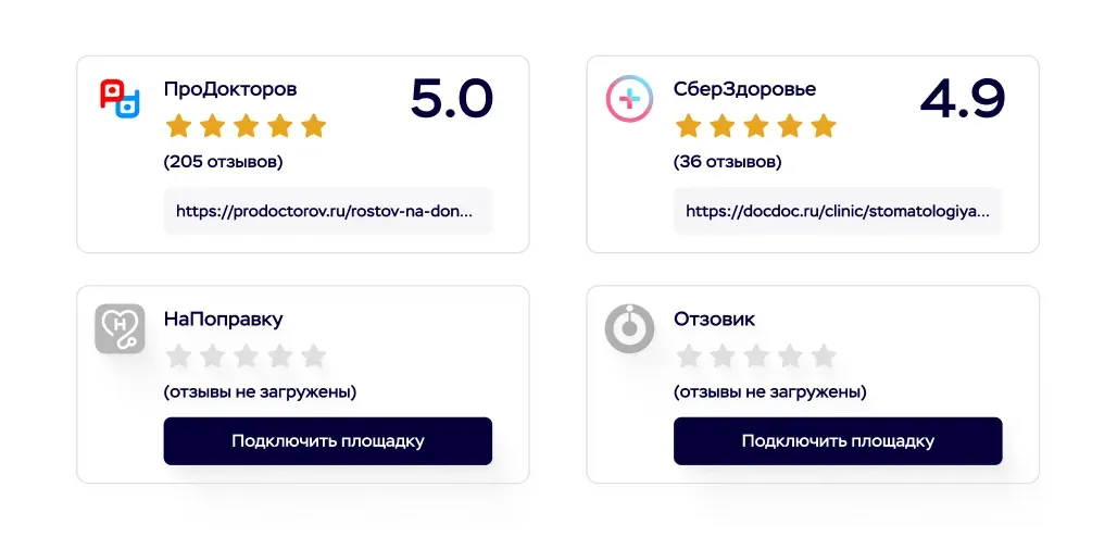 Добавление ссылок на карточки компании в СберЗдоровье и в НаПоправку