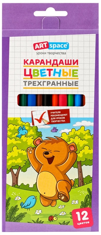 карандаши цветные трехгранные