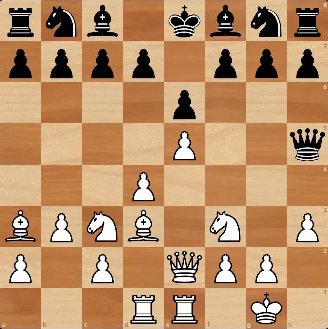 Одинокий ферзь гуляет по доске, в то время как другие фигуры мирно спят.