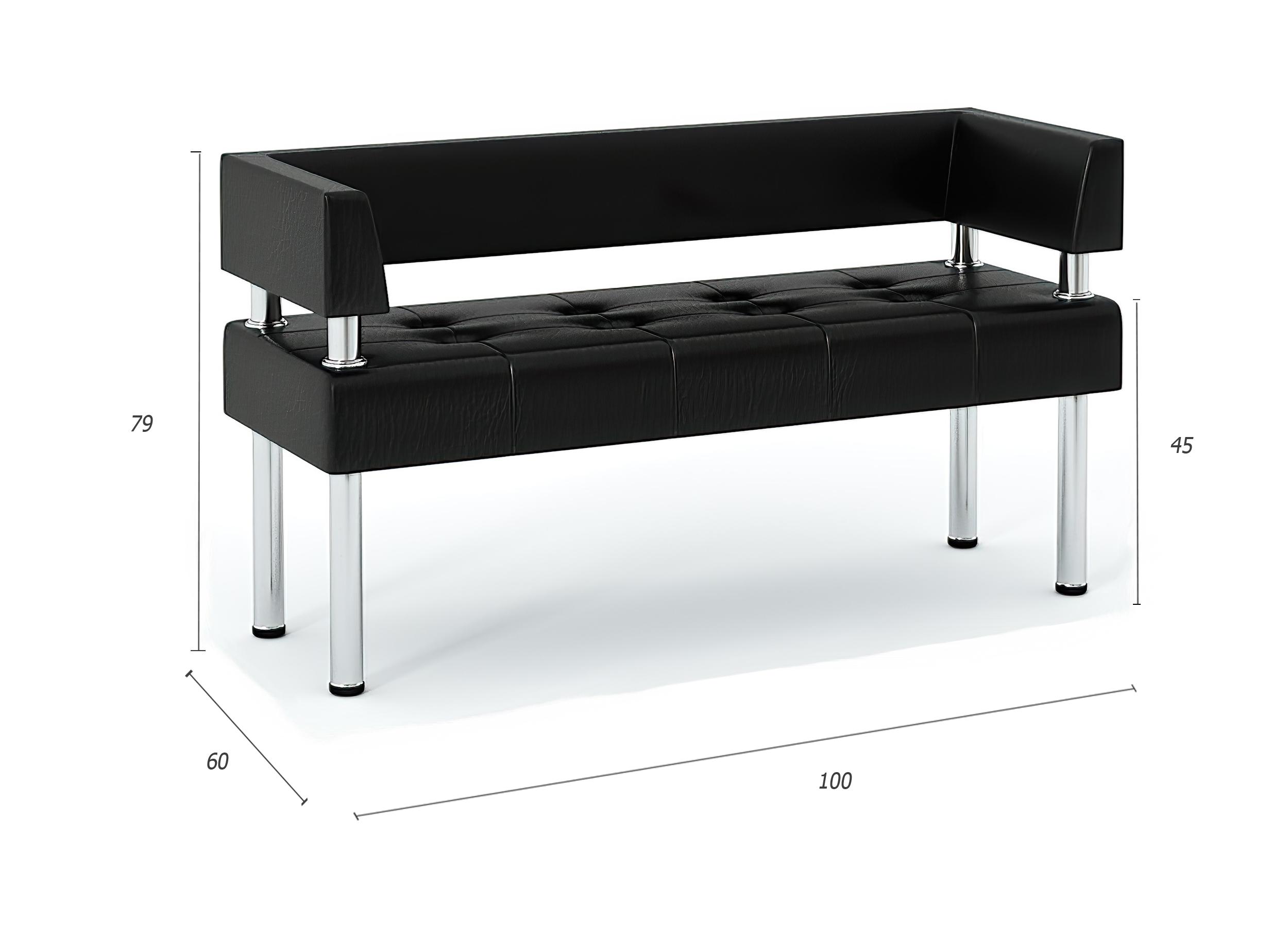 Диван Бизнес П-образный черный 100 спинка