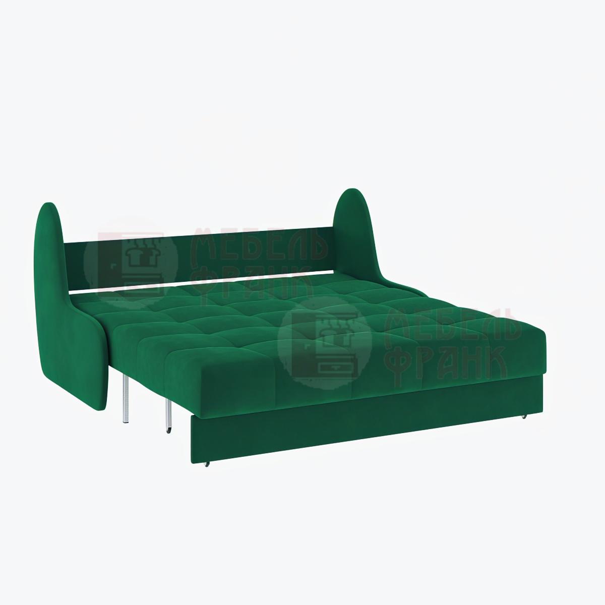 диван Барон 2 зеленый разложенный