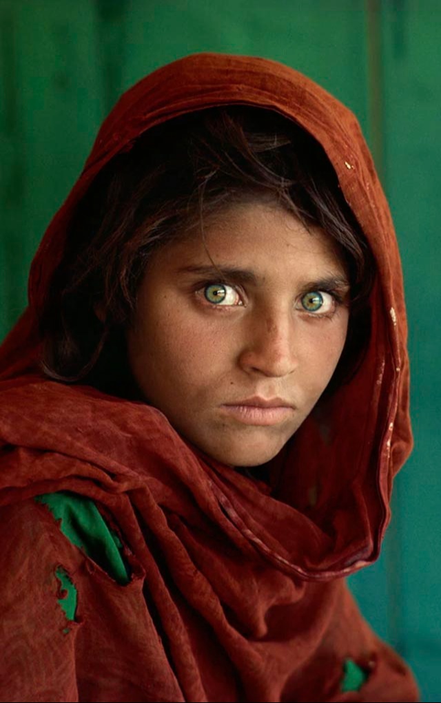 The iconic “Afghan Girl” from June 1985 National Geographic was shot with Kodachrome – © Steve McCurry.
