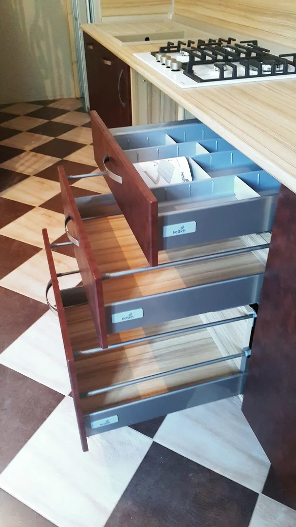 кухня Белый глянец и Коричневая кожа 8