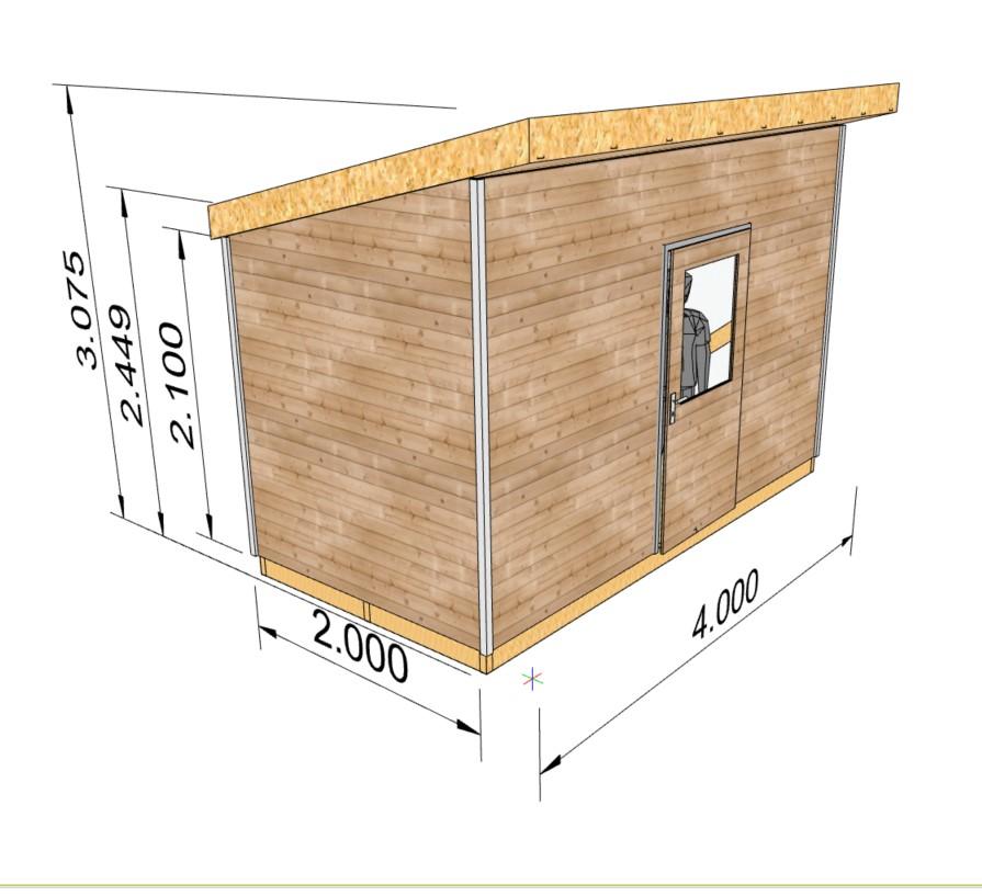 Хозблок шириной 2 м длинной 4 м, каркас, надежное основание, односкатная крыша, кровля - профлист или гибкая черепица