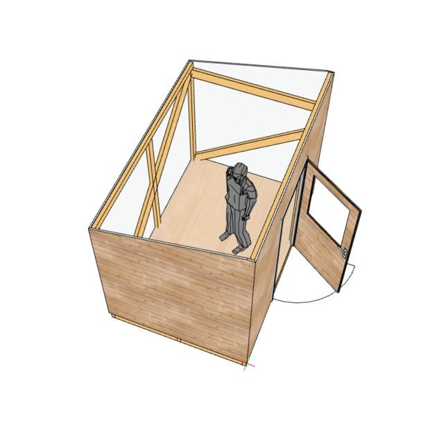 Хозблок бытовка шириной 2 м длинной 4 м, каркас, надежное основание, односкатная крыша, кровля - профлист или гибкая черепица