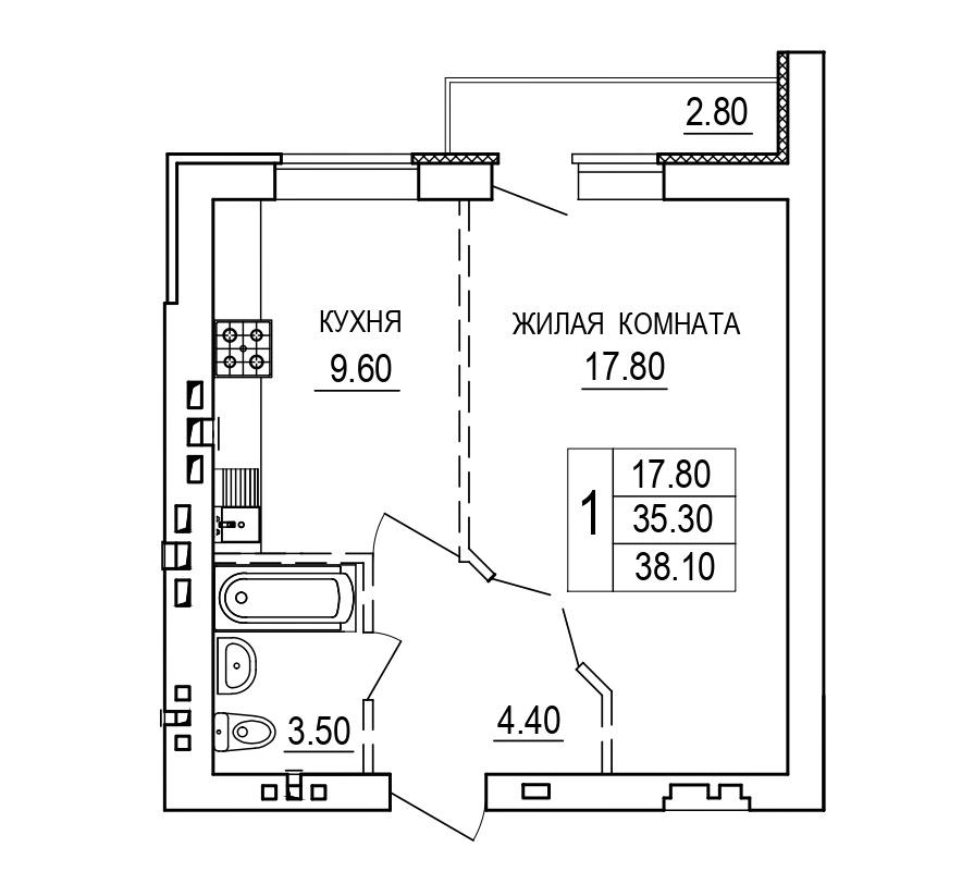 1-комнатная квартира