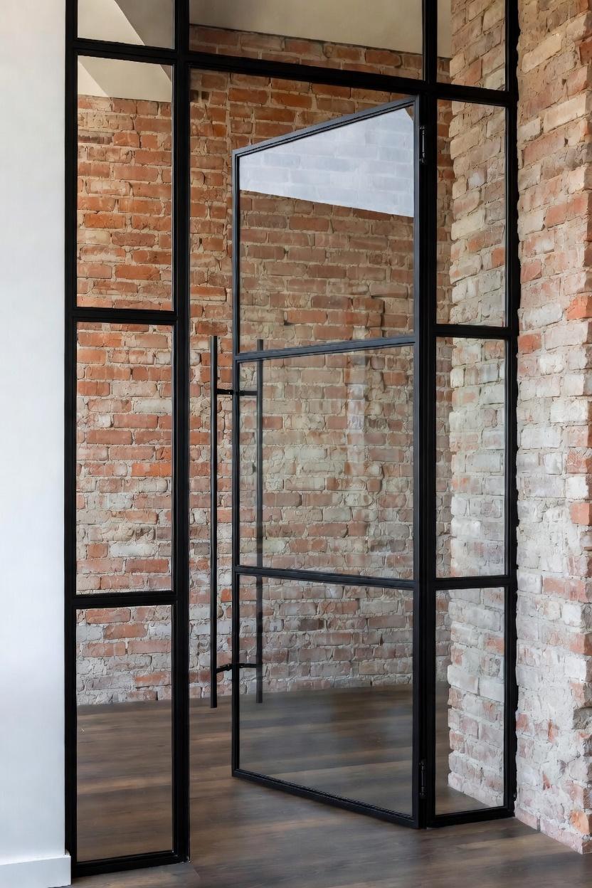 Дверь в профиле лофт стеклянная дверь в тонком черном алюминиевом профиле в стиле лофт