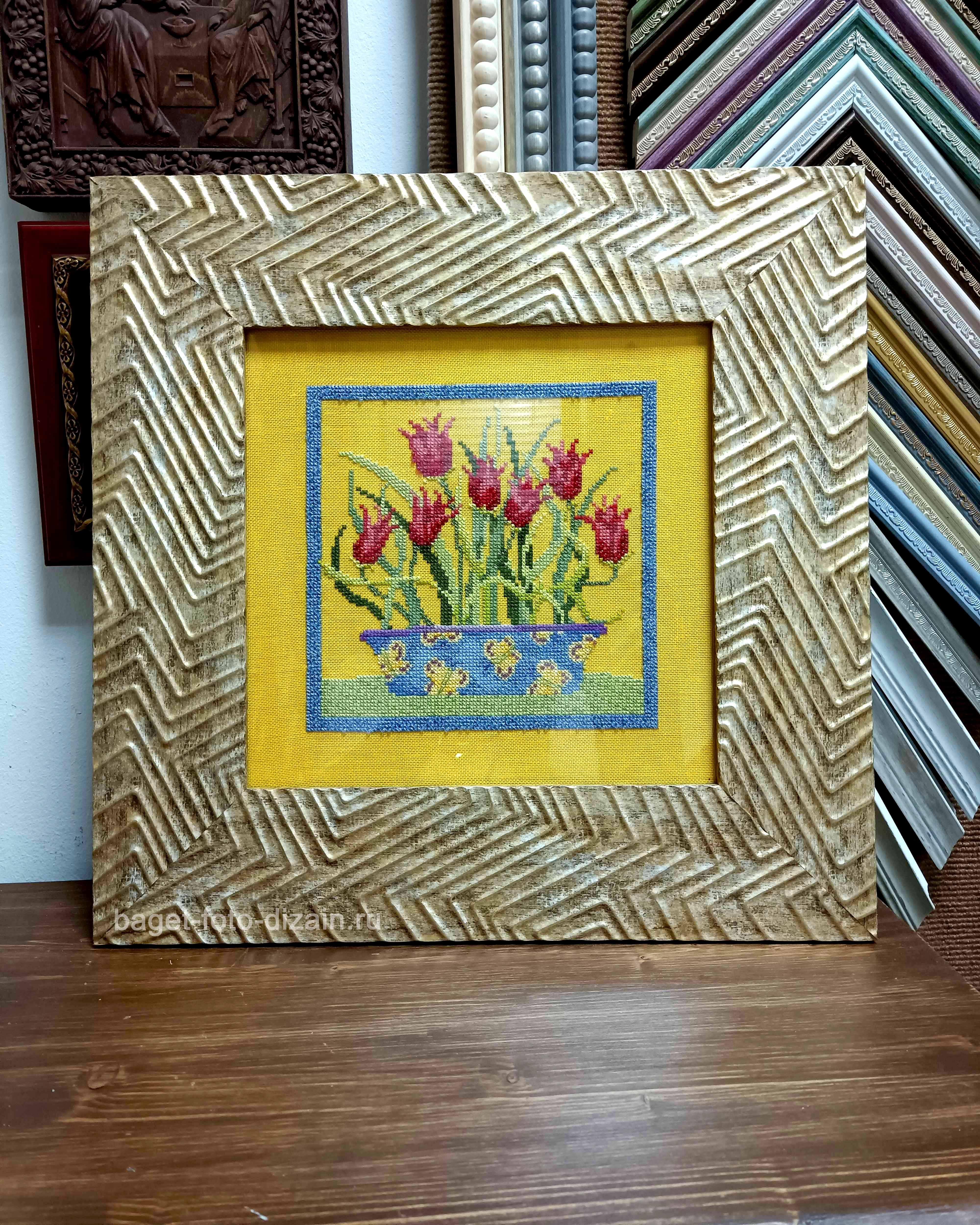 Вышивка в раме, БАГЕТ-ФОТО-ДИЗАЙН