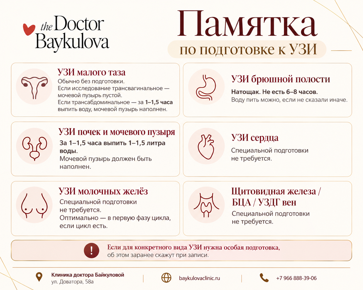 Памятка по подготовке к разным видам УЗИ: когда быть натощак, когда пить воду и какие исследования не требуют подготовки