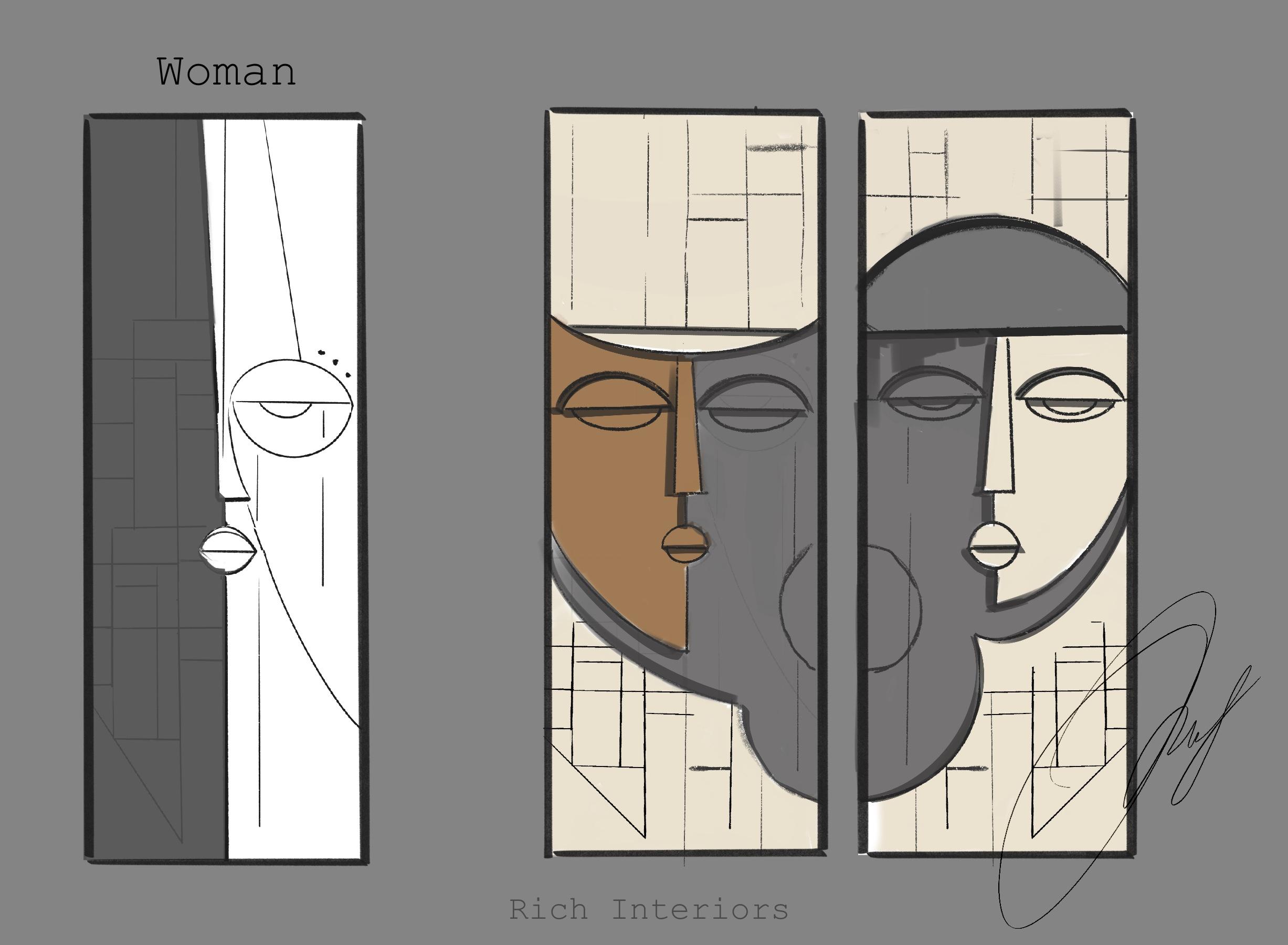 эскиз, купить панно, арт москва, африканские маски