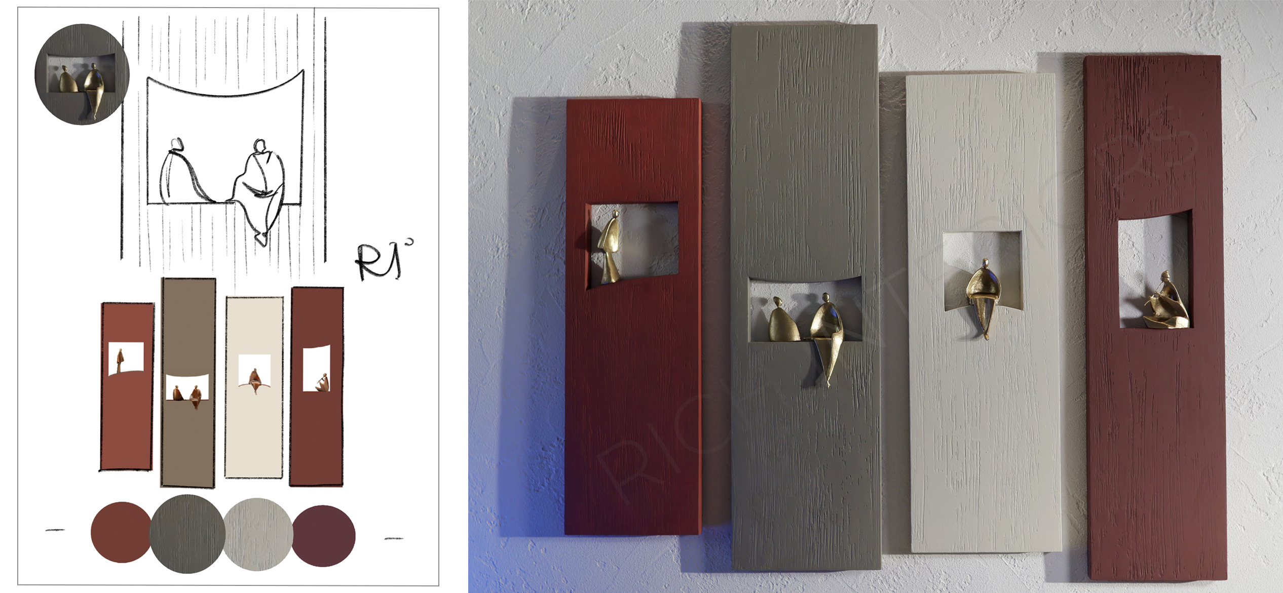 современное яркое панно в спальню