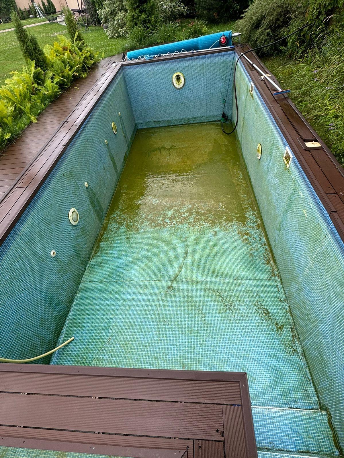 удаление водорослей со стенок бассейна