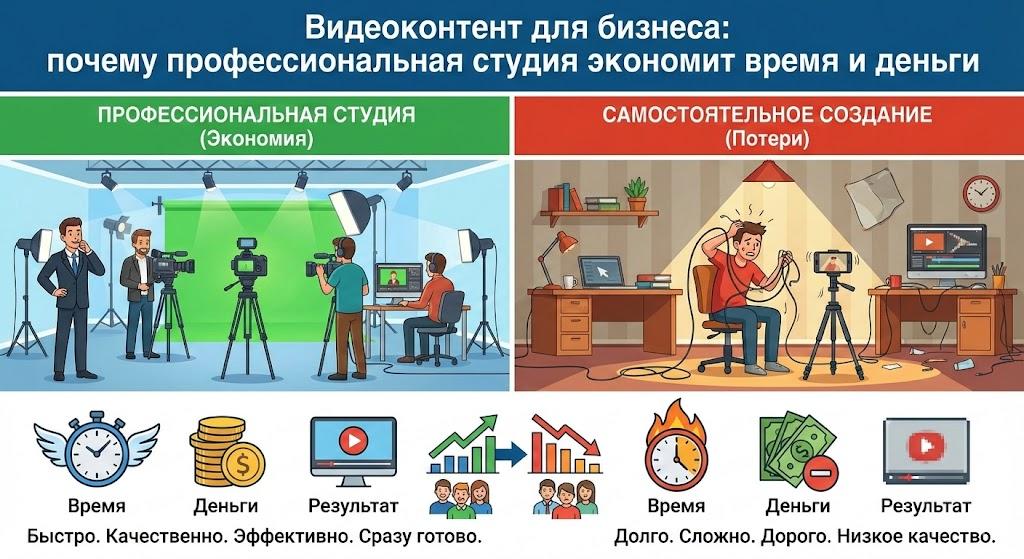 Видеоконтент для бизнеса: почему профессиональная студия экономит время и деньги