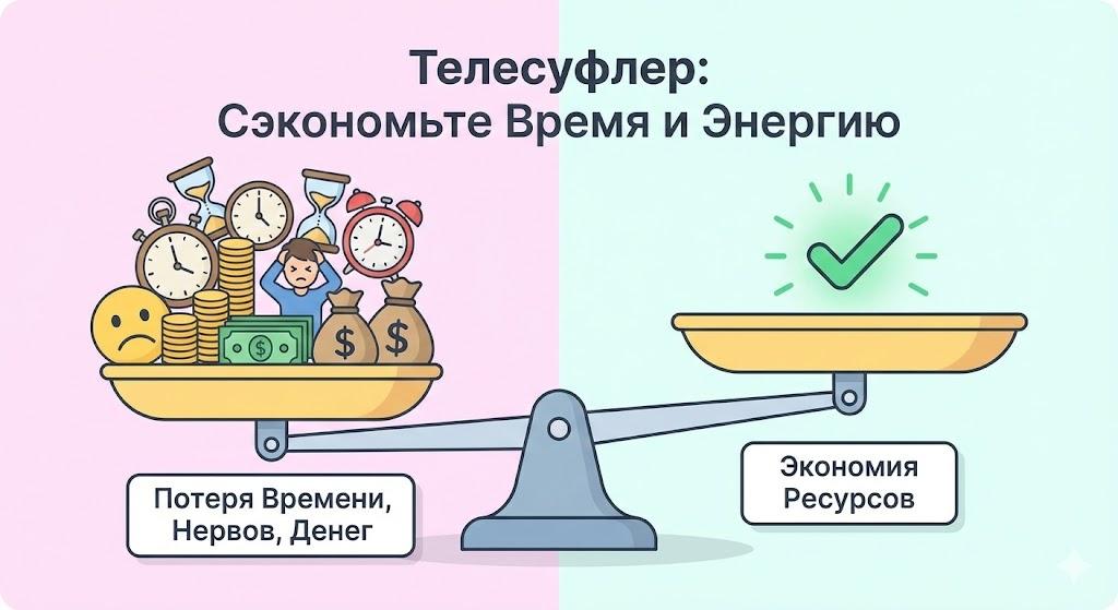 Сравнение стоимости видеосъемки с телесуфлером и без