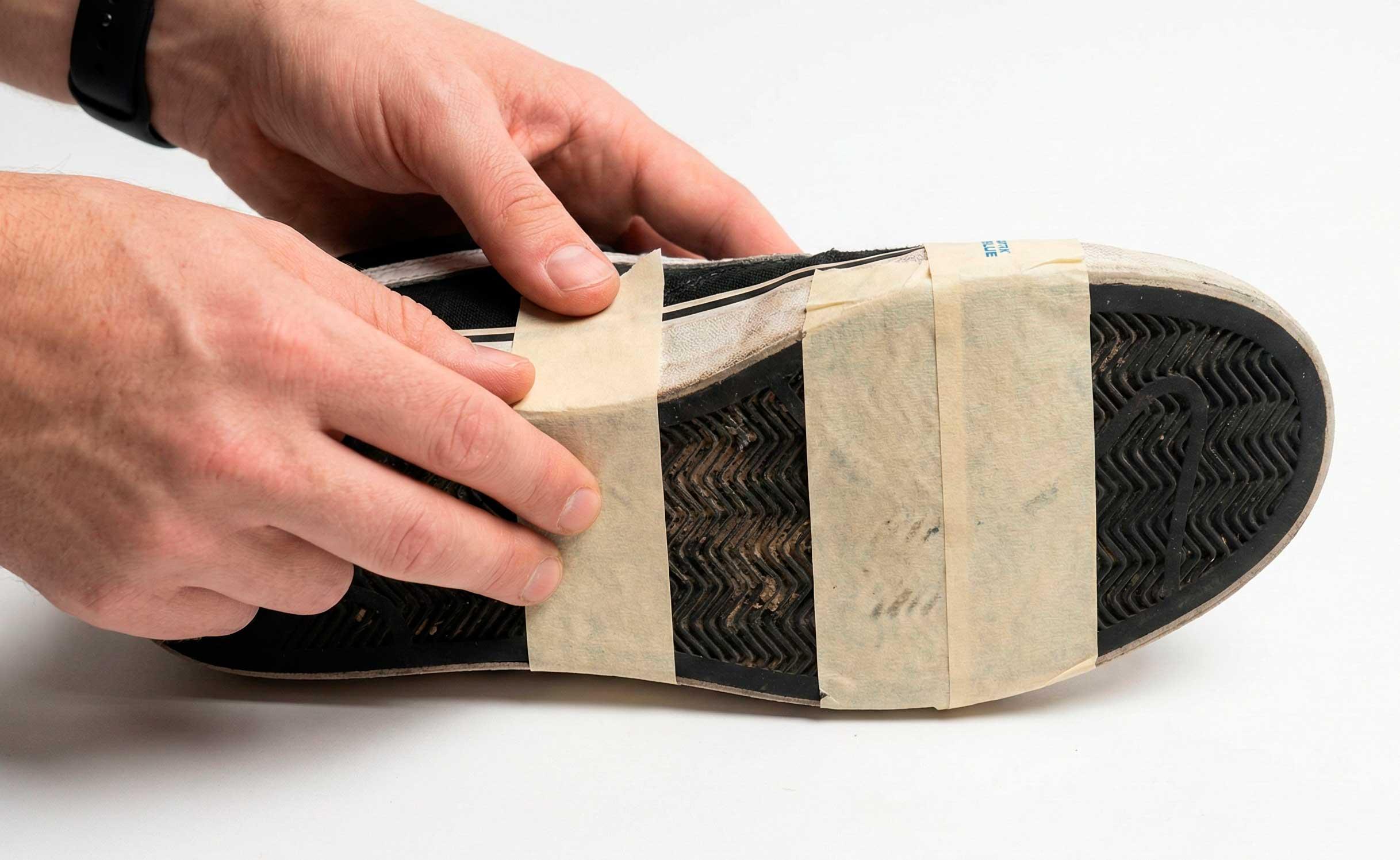 Заклеивание обуви для работы и съемке на циклораме