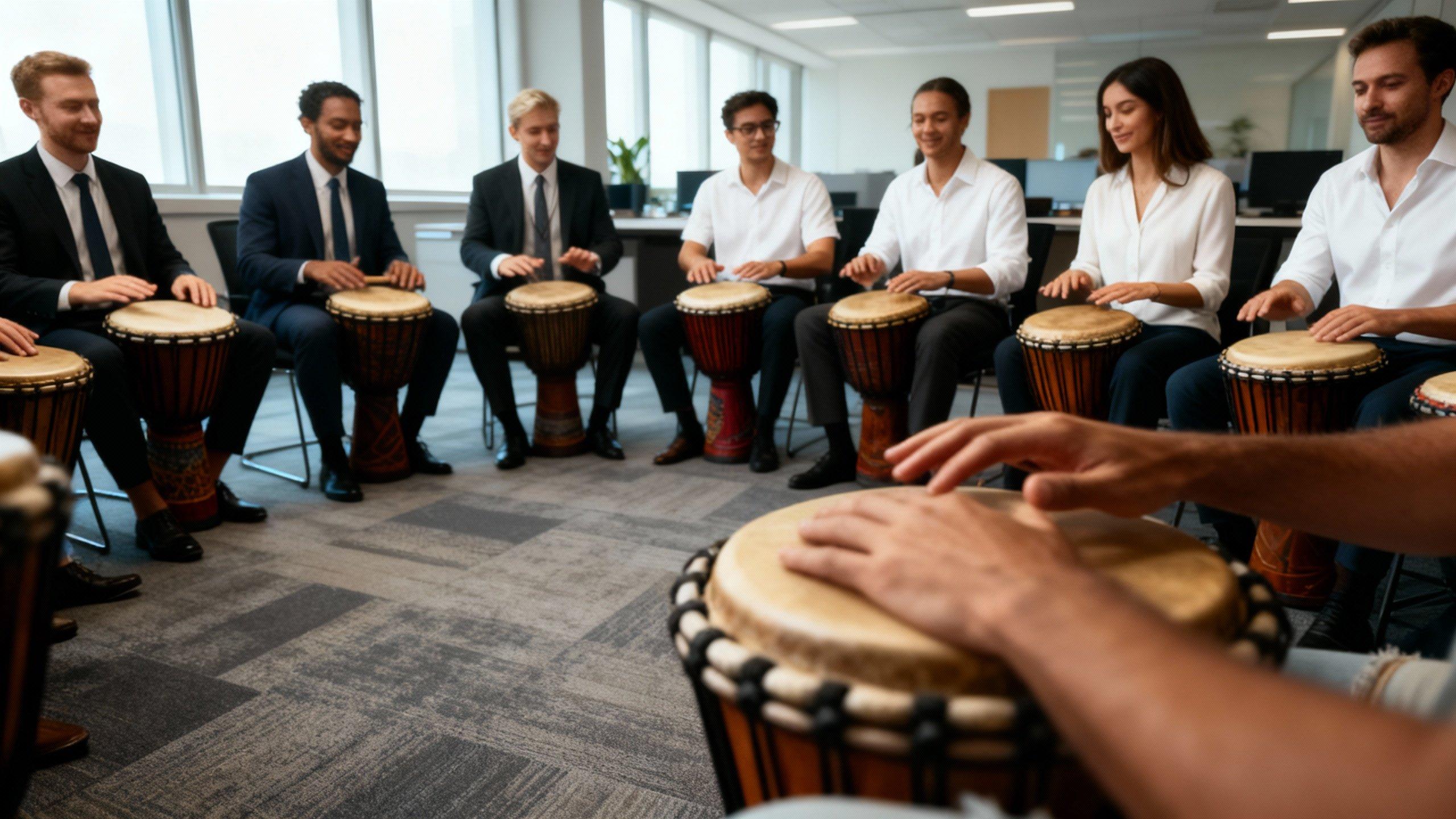 Барабанный тимбилдинг в офисе