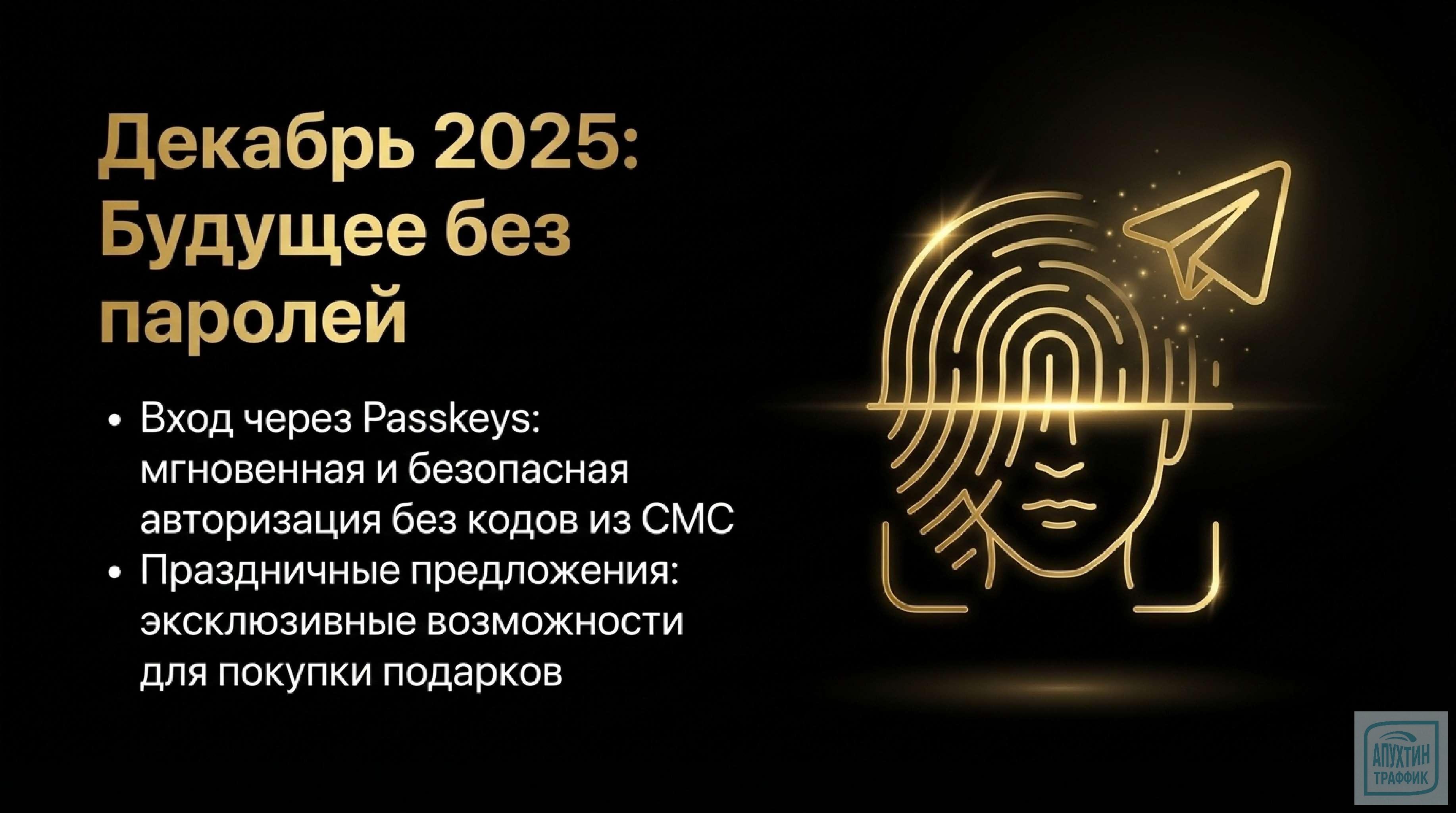 Декабрь 2025:      Passkeys: вход без СМС — просто подтвердите через биометрию.    Специальные предложения по подаркам: скидки на премиум‑подписки и стикерпаки.