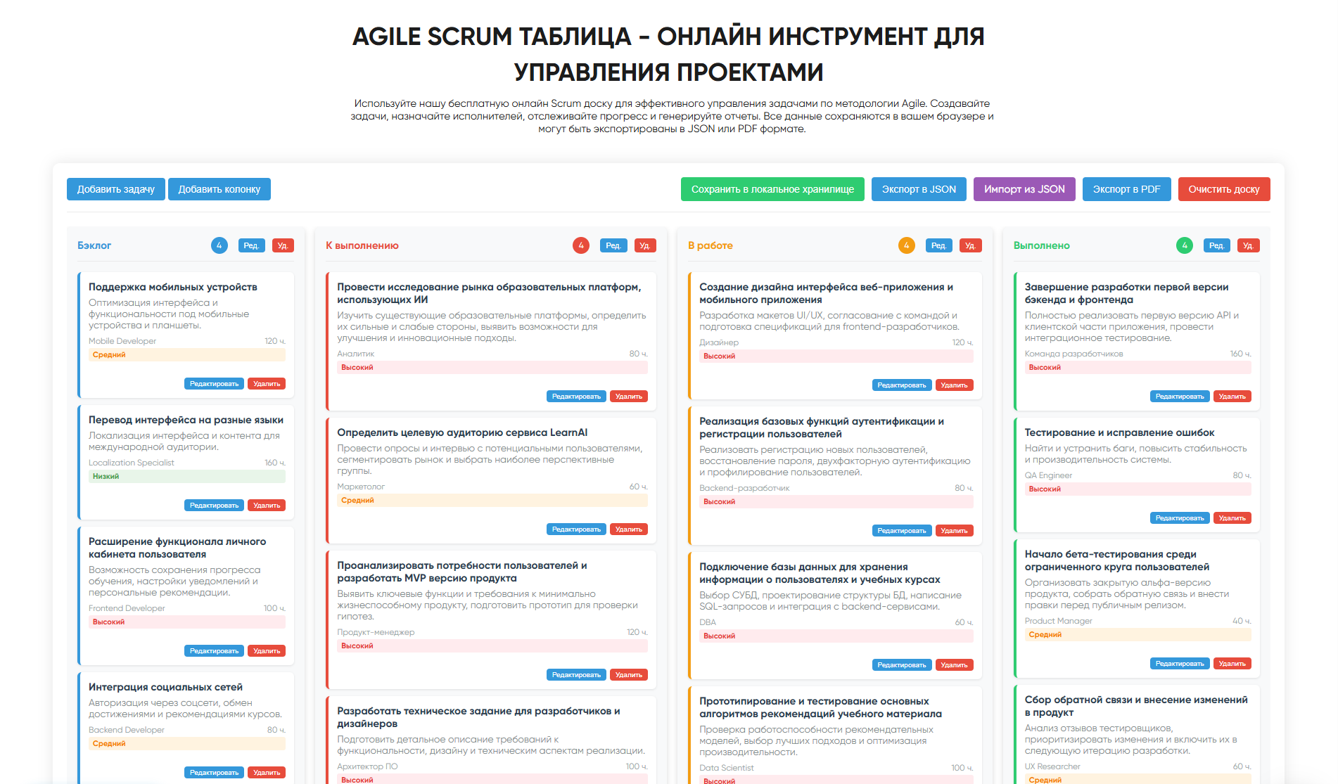 Эффективное Управление Проектами с Бесплатным сервисом - Agile Scrum Таблицей