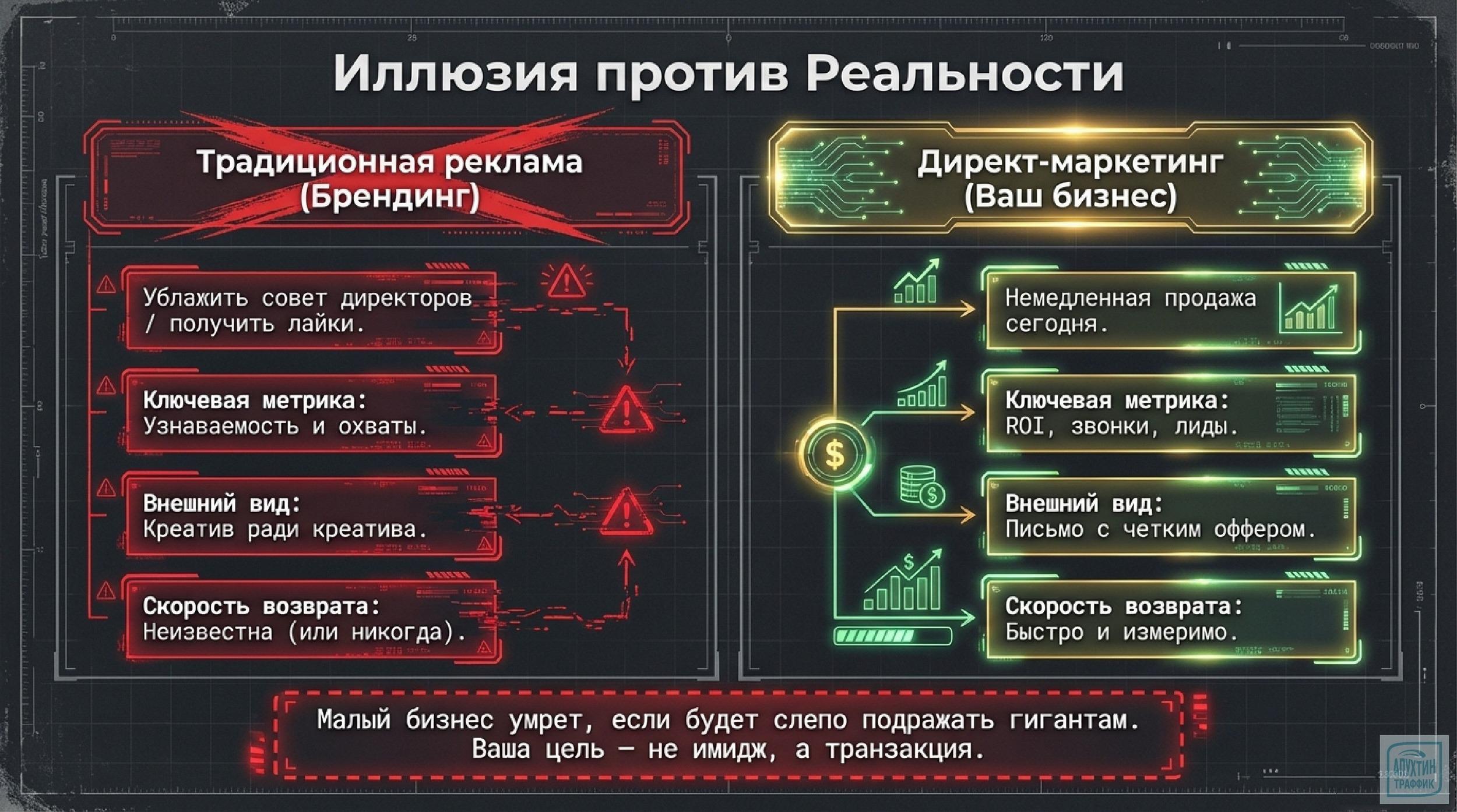 Система жёсткого директ‑маркетинга Дэна Кеннеди: ROI вместо имиджевой рекламы для малого бизнеса