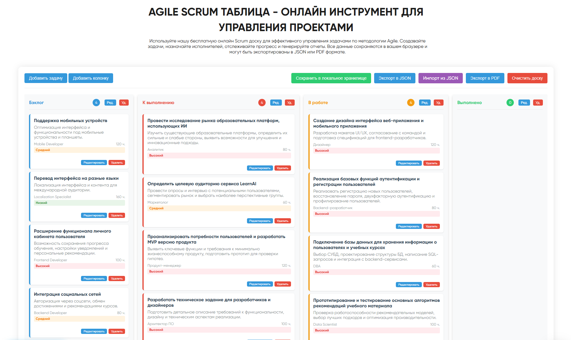Эффективное Управление Проектами с Бесплатным сервисом - Agile Scrum Таблицей