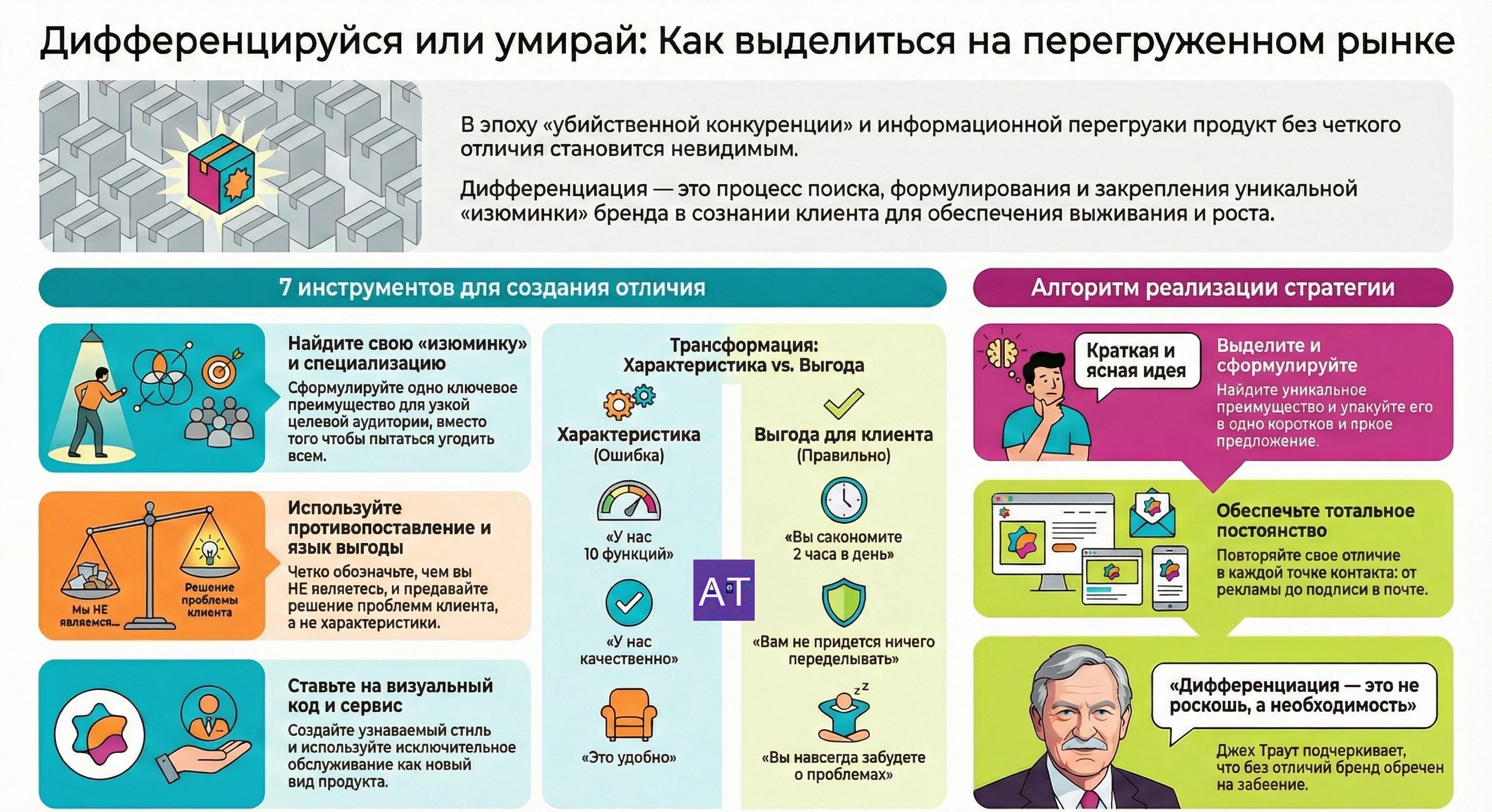 «Дифференцируйся или умирай»: как выделиться на рынке — разбор культовой книги Траута и Ривкина