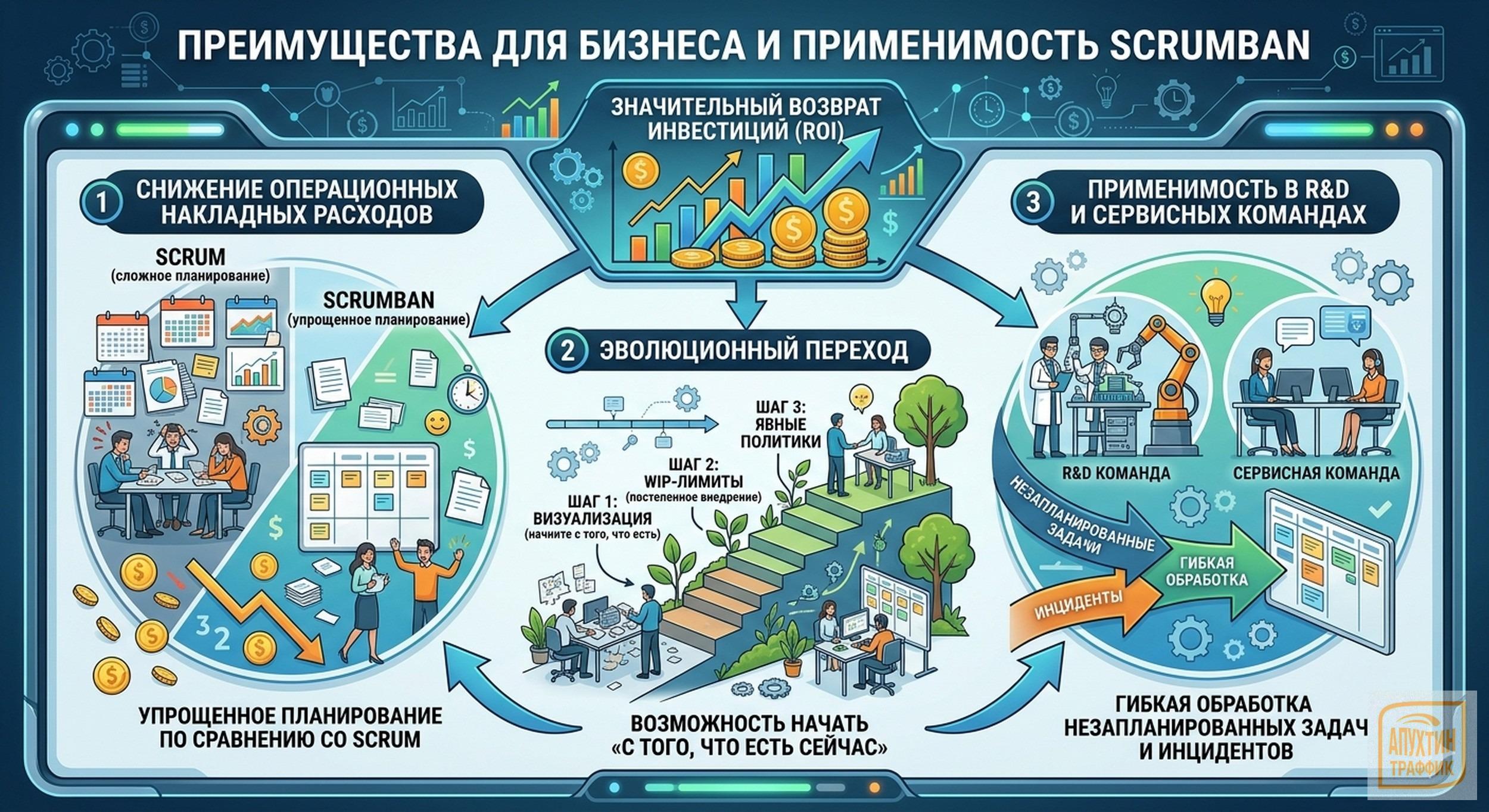 Scrumban для бизнеса: как снизить накладные расходы и ускорить доставку ценности через гибридную методологию