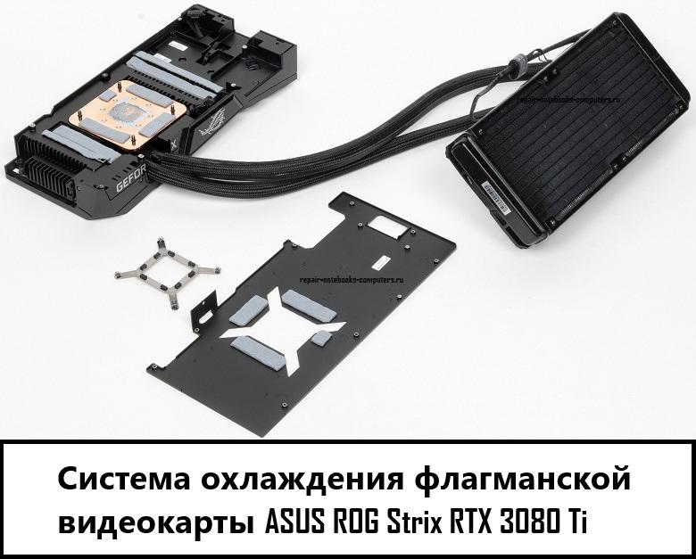 Массивная система охлаждения видеокарты ASUS ROG Strix RTX 3080 Ti