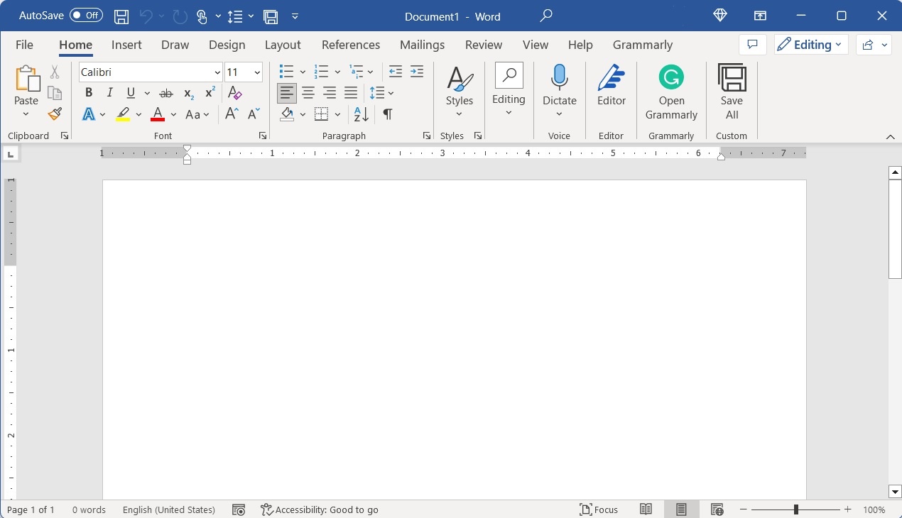 Microsoft ofice word 2021 new document
