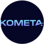 Логотип Kometa Casino с элементами азартных игр, символизирующий увлекательное путешествие в мир развлечений.