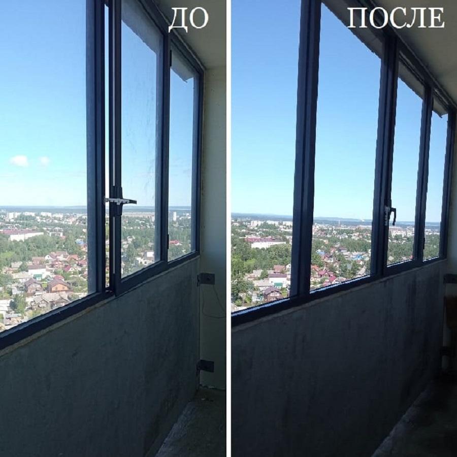 Мойка лоджии на 16 этаже -