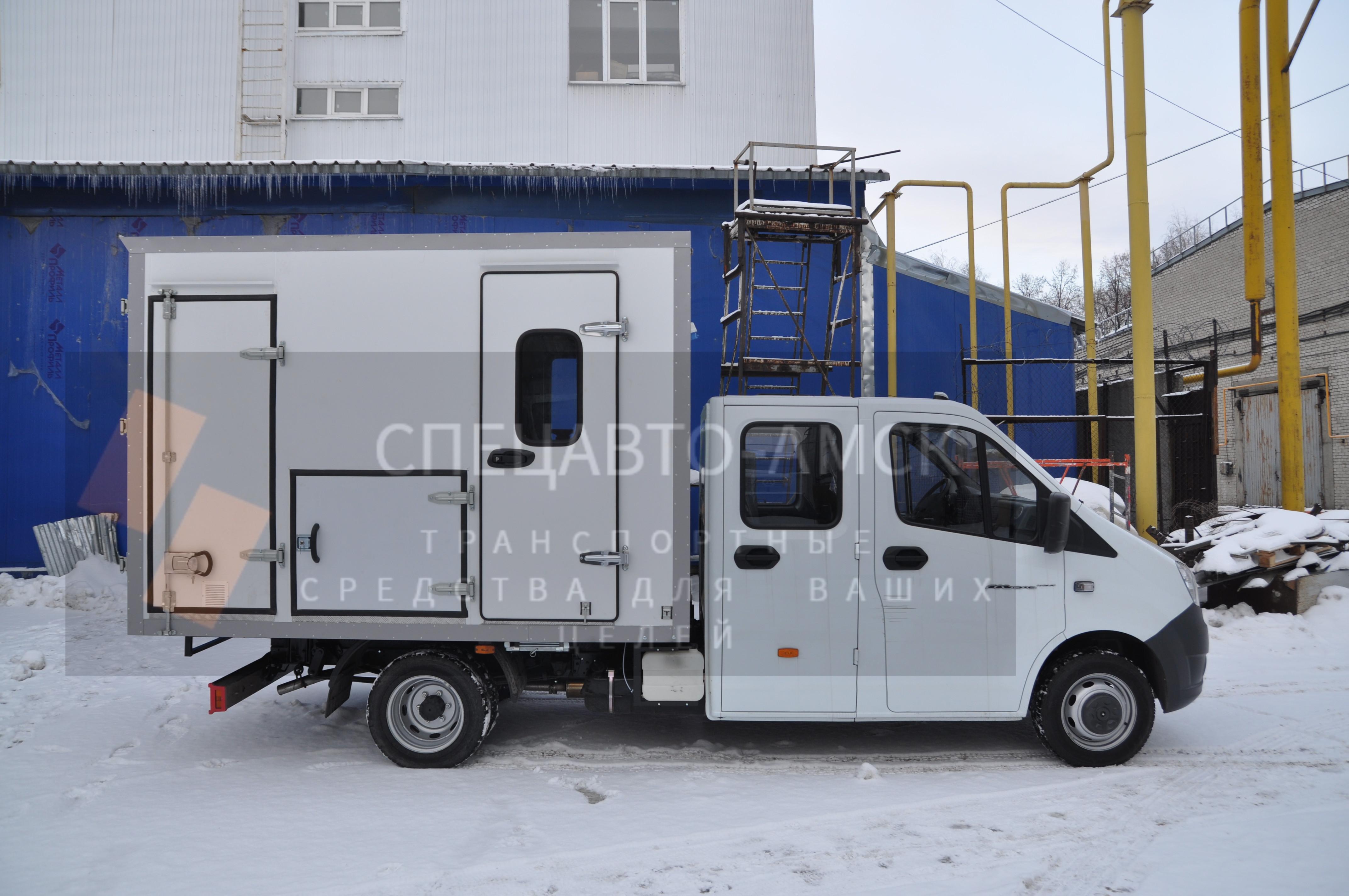 ПЕРЕДВИЖНАЯ МАСТЕРСКАЯ (ПРМ) ГАЗ САДКО NEXT C41A23, вид сзади левый борт