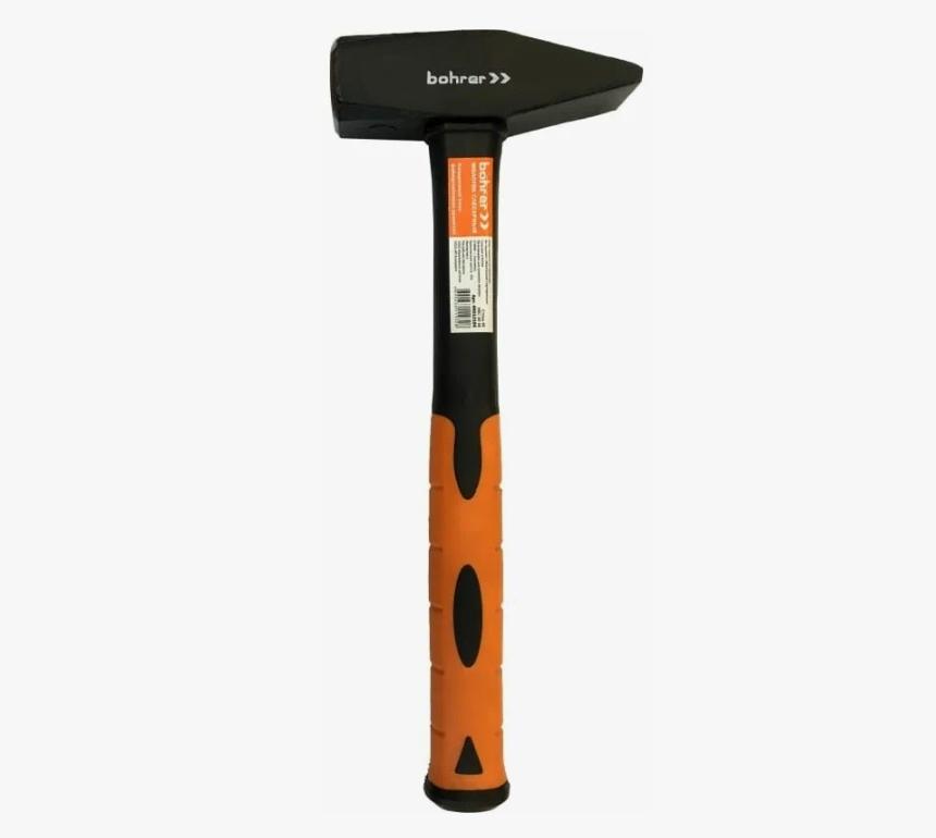 Слесарный молоток Bohrer 600 г, фиберглассовая рукоятка с резиновым покрытием, квадратный боек, сталь 4