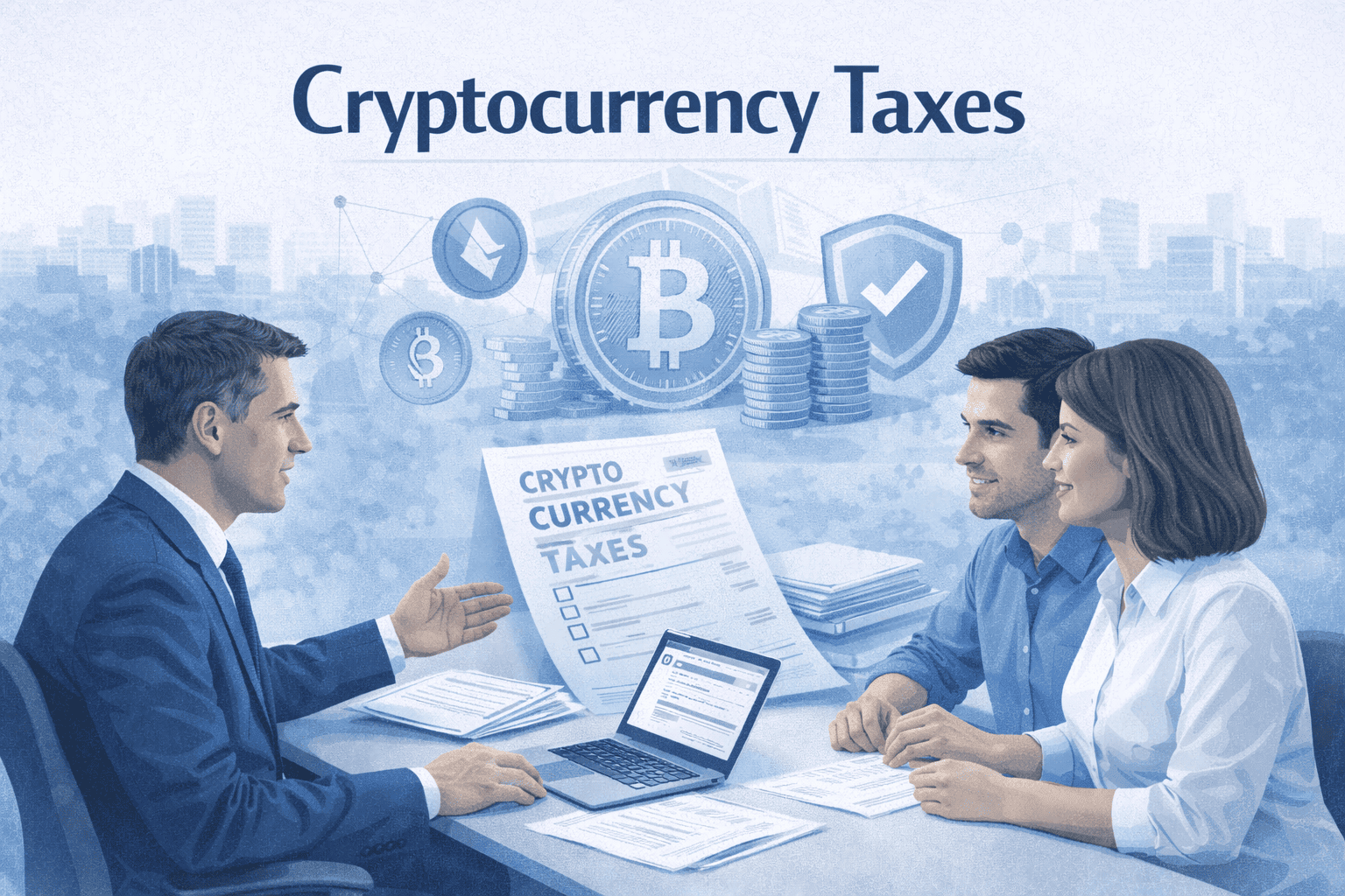 CPA consulting clients on cryptocurrency taxes, including Bitcoin and Ethereum tax reporting, capital gains, and IRS compliance in the United States.