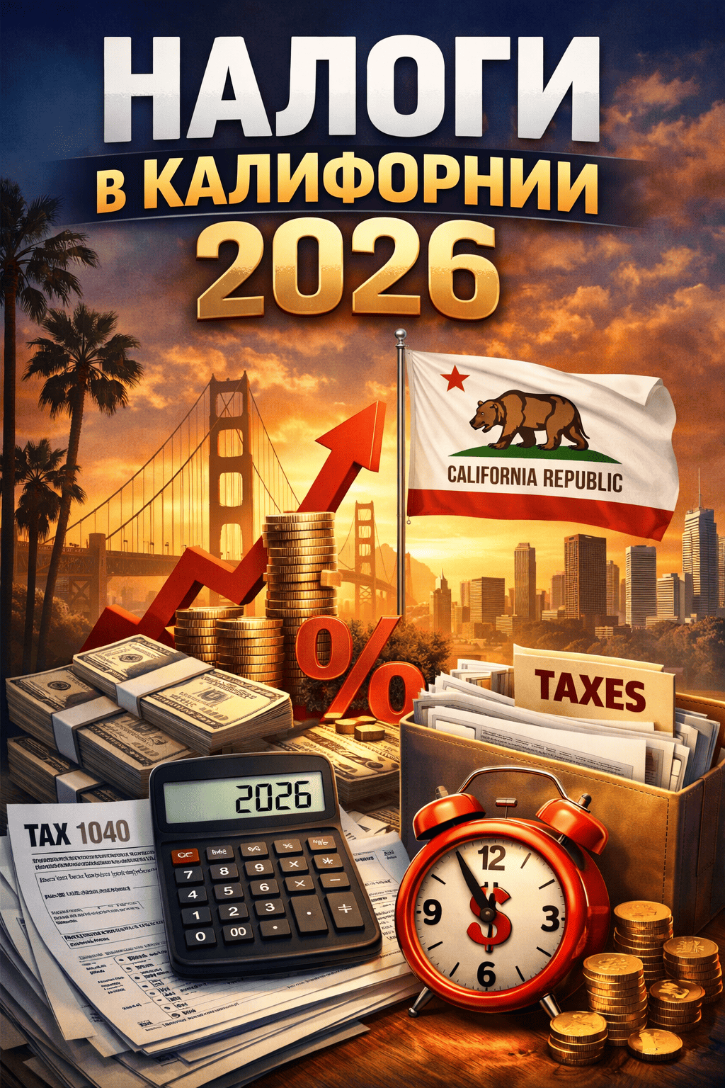 Обложка к статье Полное руководство для резидентов и бизнеса по налогам Калифорнии в 2026 году