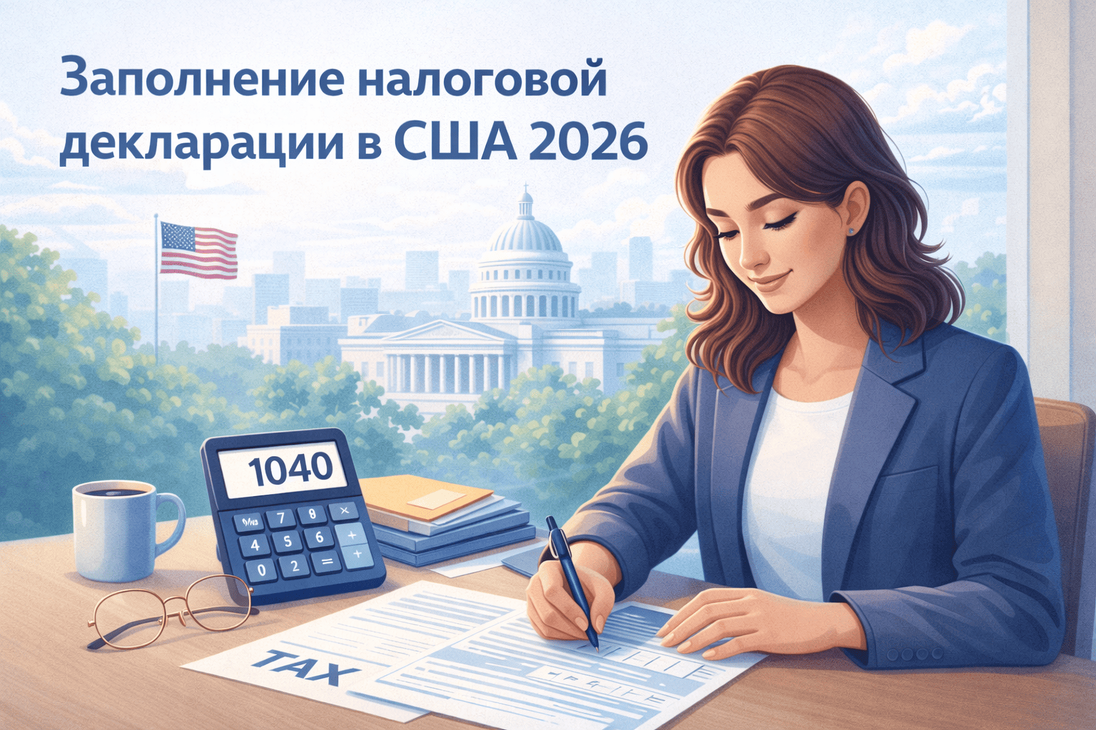 Заполнение налоговой декларации в США 2026: полная пошаговая инструкция обложка статьи