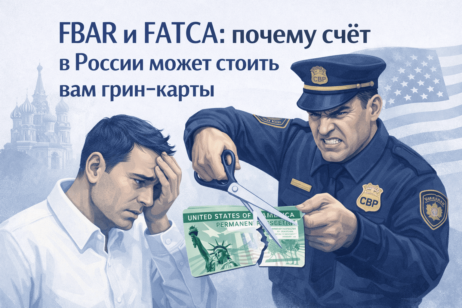 Злой офицер CBP разрезает грин-карту мужчины