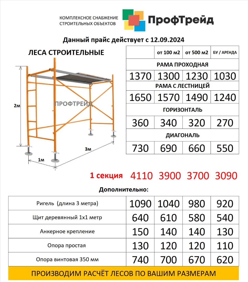 леса строительные цена