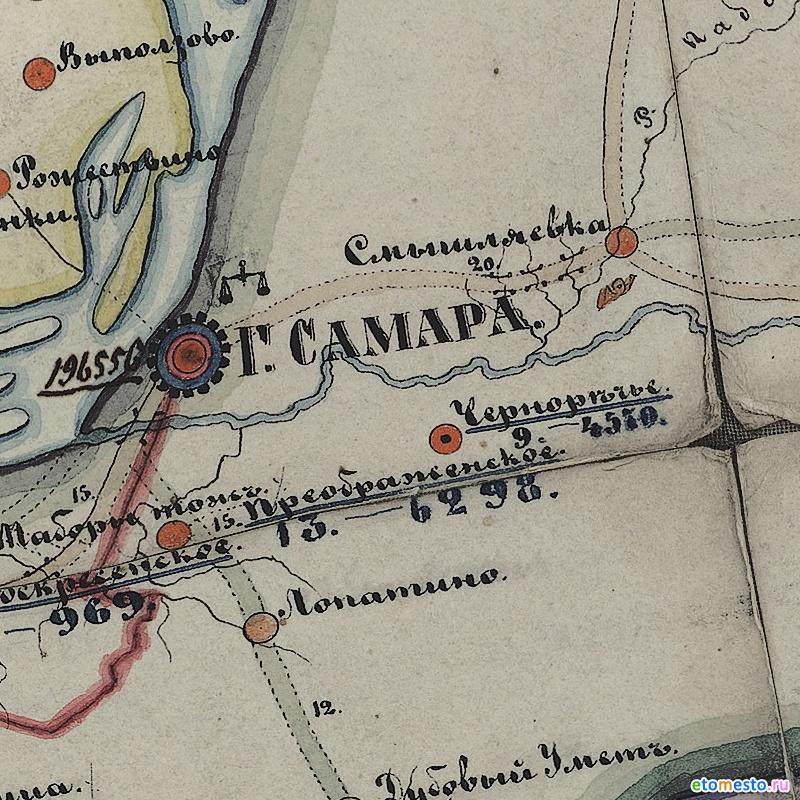 старинная карта Самарской губернии